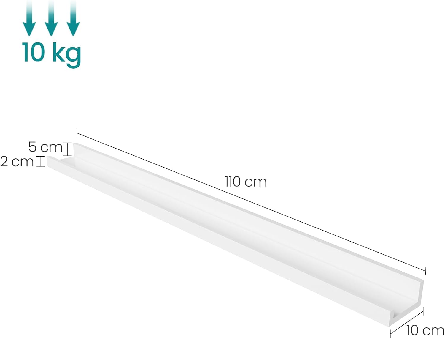 Wandregal Schweberegal 110 cm weiß für Wohnzimmer Küche von Songmics