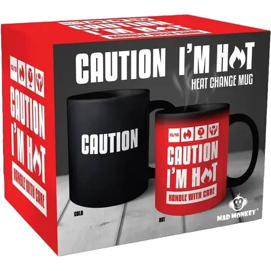 Tasse Caution I am Hot mit Farbwechsel von Mad Monkey