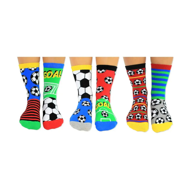 Einzelne Socken im 6er Pack, JUST KICK IT Bunte Fussbälle, Gr. 30-38, mit Geschenkbox von United Oddsocks