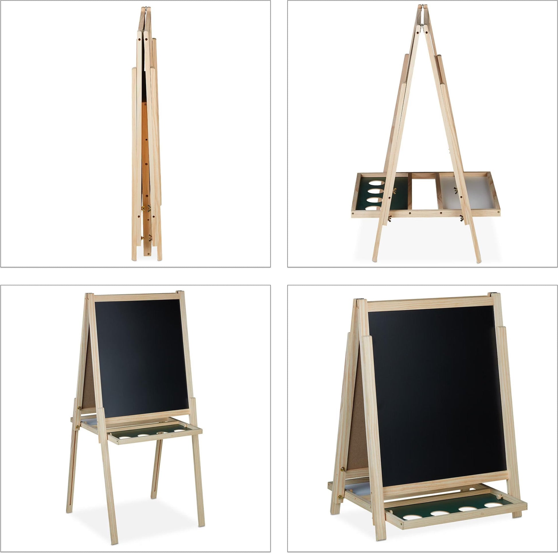 2 in 1 Kindertafel mit Zubehör Hellbraun-Schwarz von Relaxdays
