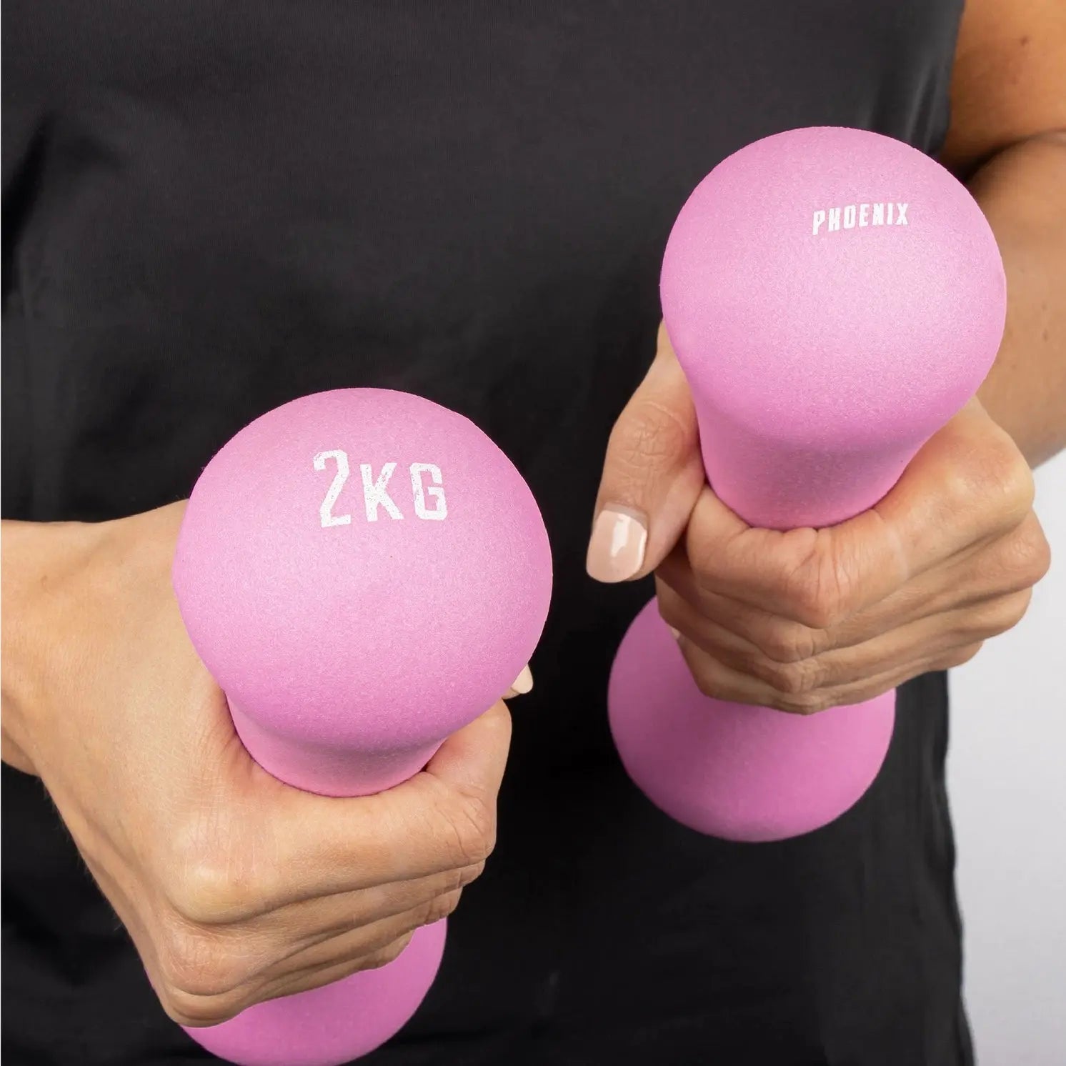 Kurzhantel 2 Kilo Mit Neopren-Beschichtung Pink von Phoenix Fitness