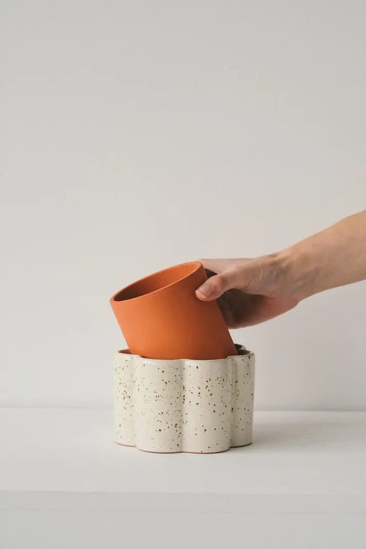 Selbstbewässernder Topf Paula Weiss von Pepin