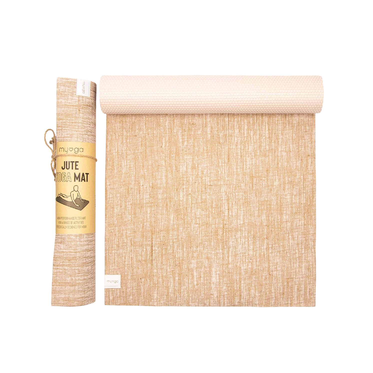 Yogamatte Jute Rutschfest Beige von Myga