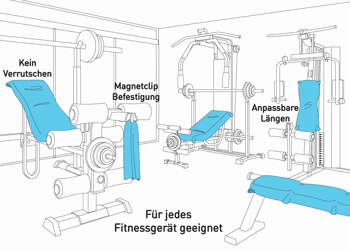 Fitnesshandtuch Mikrofaser mit Reissverschlusstasche 130x48cm Türkis von Fit-Flip