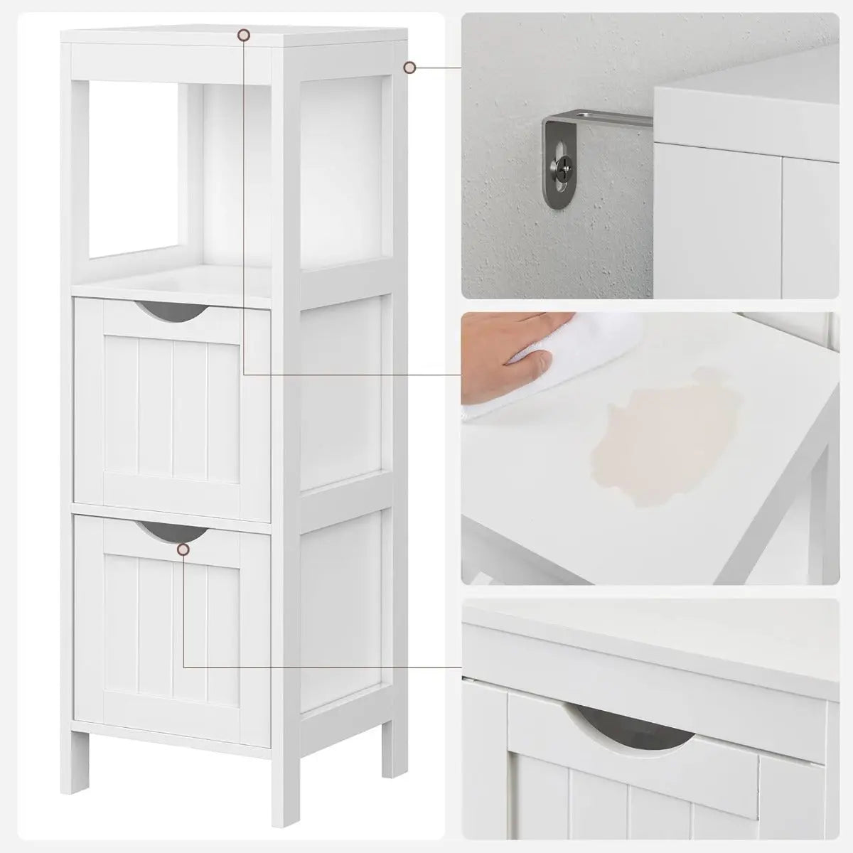 Badkommode Holzregal 4 Etagen Weiss von Songmics