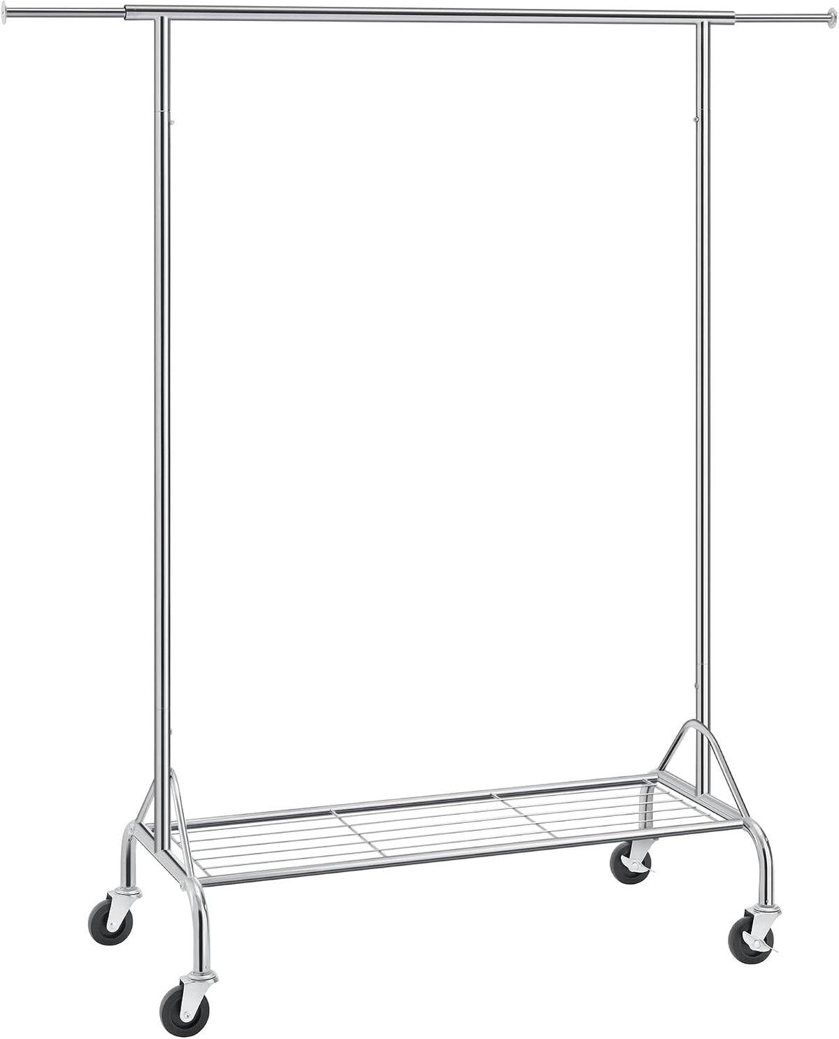 Kleiderständer 110-150 cm mit Rollen Ablage Chrom von Songmics