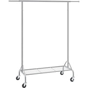 Kleiderständer 110-150 cm mit Rollen Ablage Chrom von Songmics