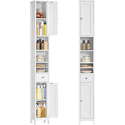 Badezimmerschrank hoch schmal mit Schublade und Ablagen weiß von Songmics