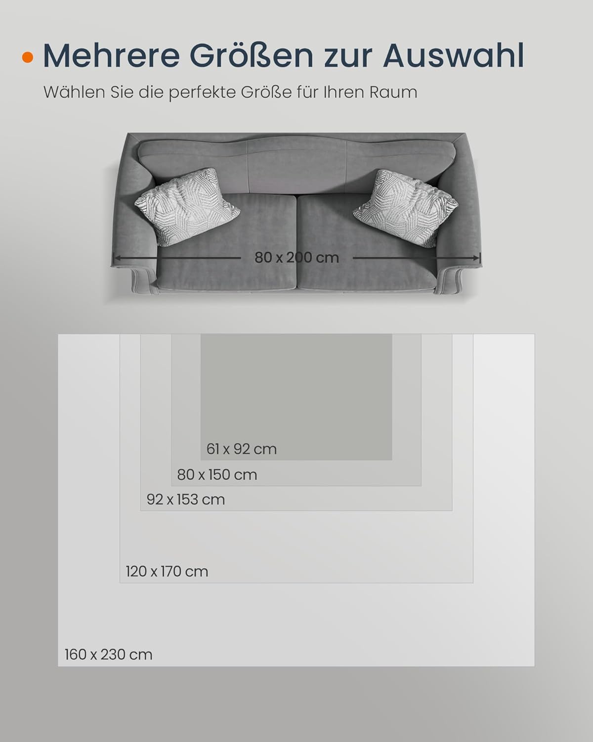 Vintage Teppich 80x150 cm waschbar rutschfest Taubengrau von Songmics