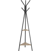 Garderobenständer 6 Haken 2 Ablagen 180 cm Schwarz Greige von Songmics