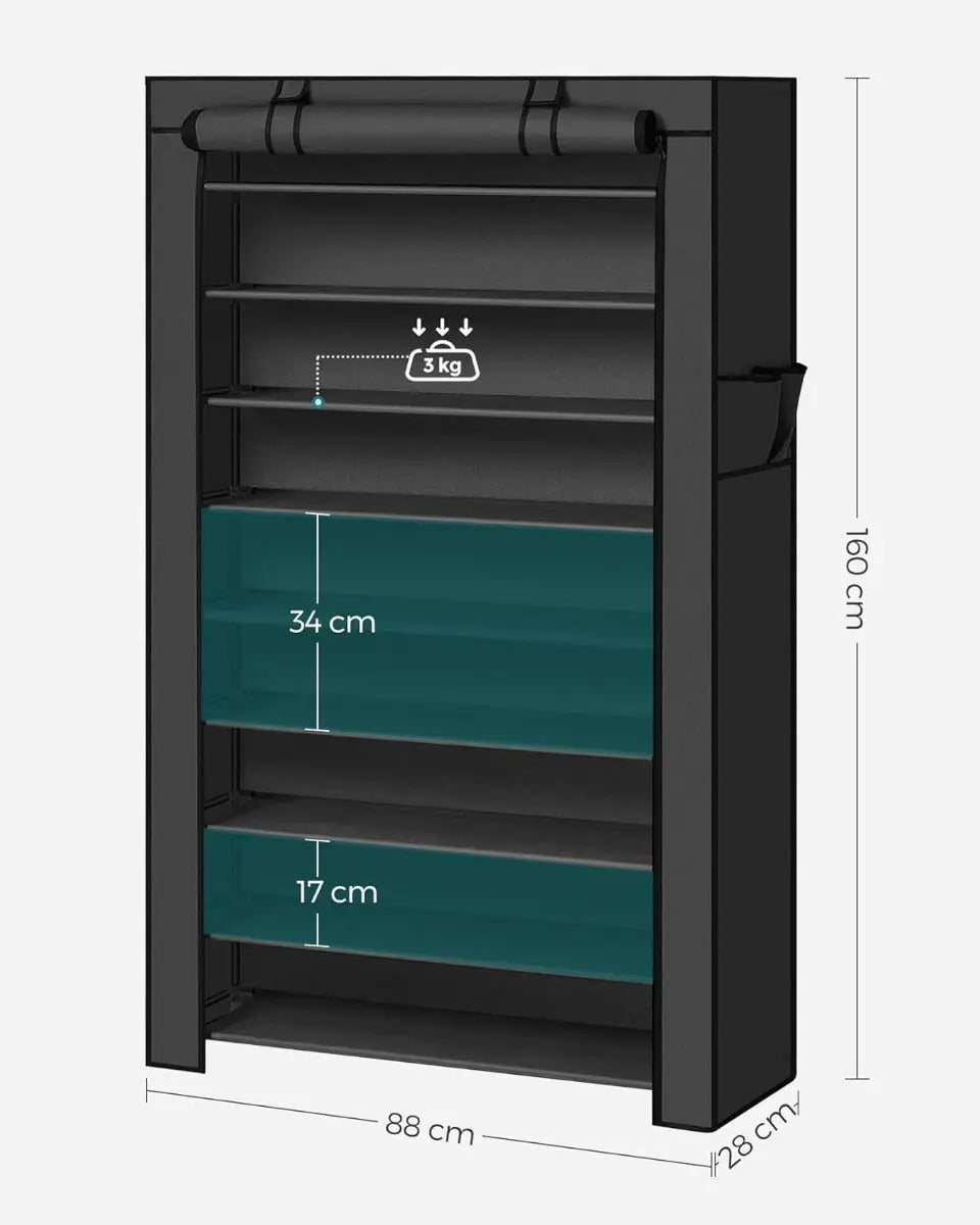Schuhregal mit 9 Ebenen Schwarz, 85 x 28 x 162 cm von Songmics