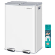 Abfalleimer 60 l 2 Fächer Treteimer Mülltrennung Weiss von Songmics