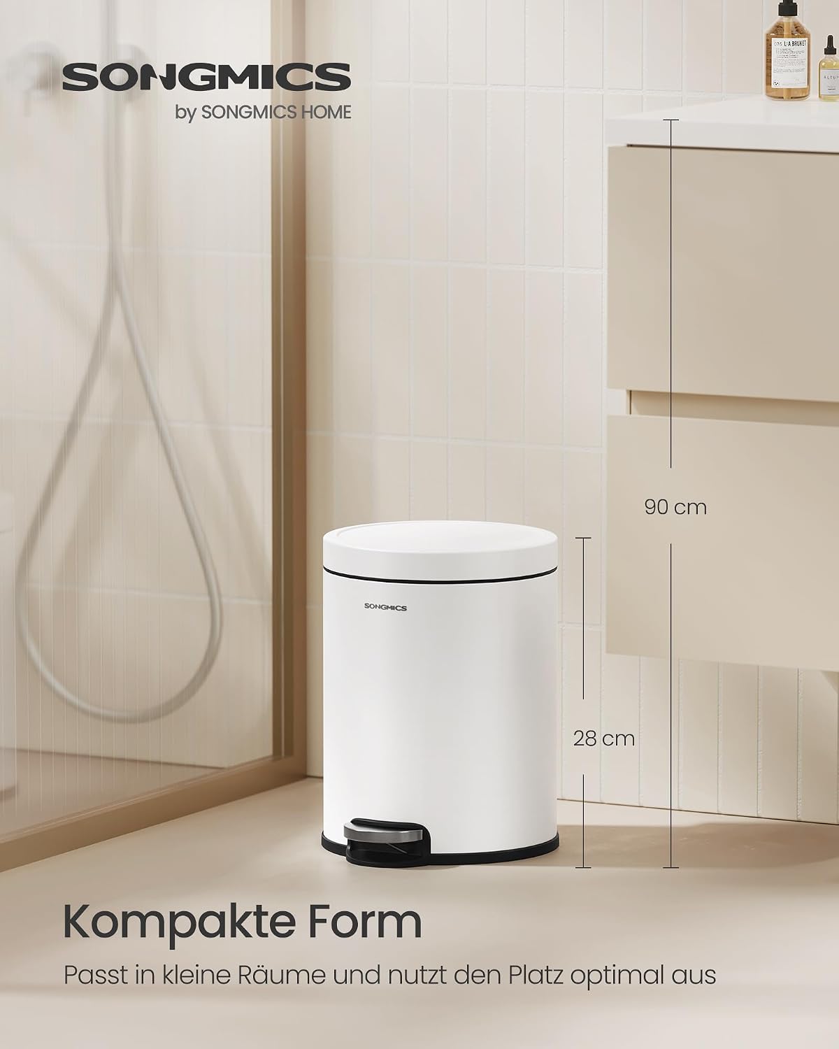 Badezimmereimer 6 l Pedaleimer Soft-Close Wolkenweiss von guteszeug.ch
