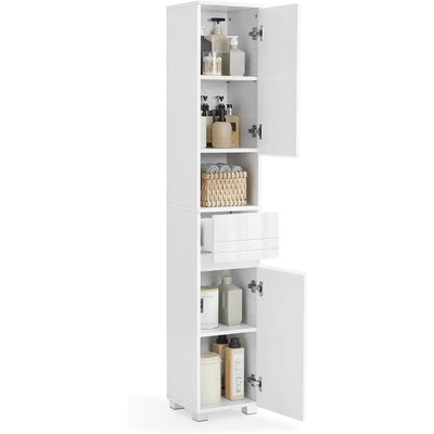 Badezimmerschrank mit Schublade verstellbar Wolkenweiss