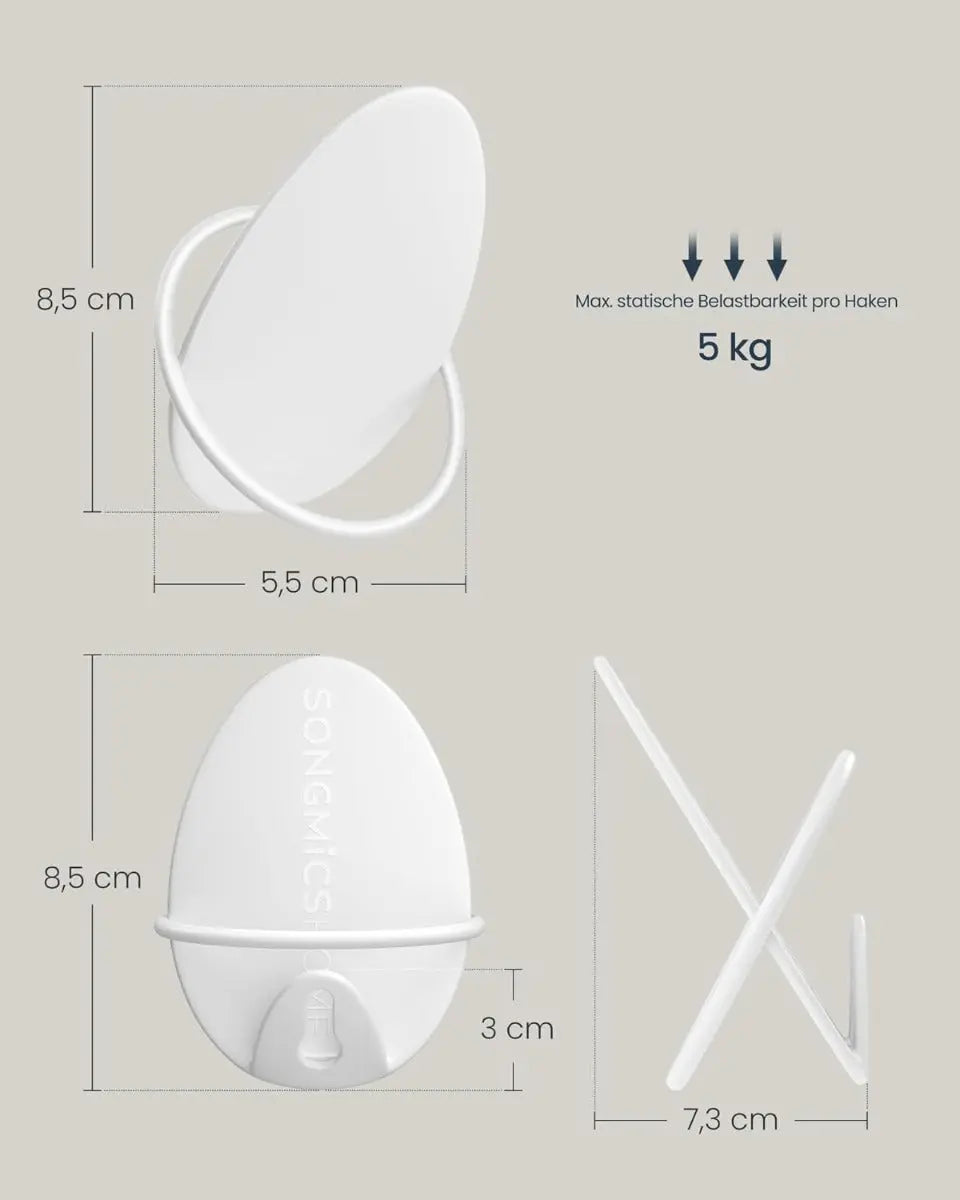 Garderobenhaken Kleiderhaken 4er Set Weiss von Songmics