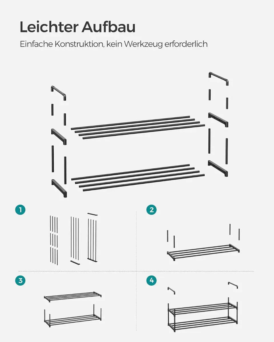 Schuhregal 2 Ebenen Schuh-Organizer Stapelbar von Songmics