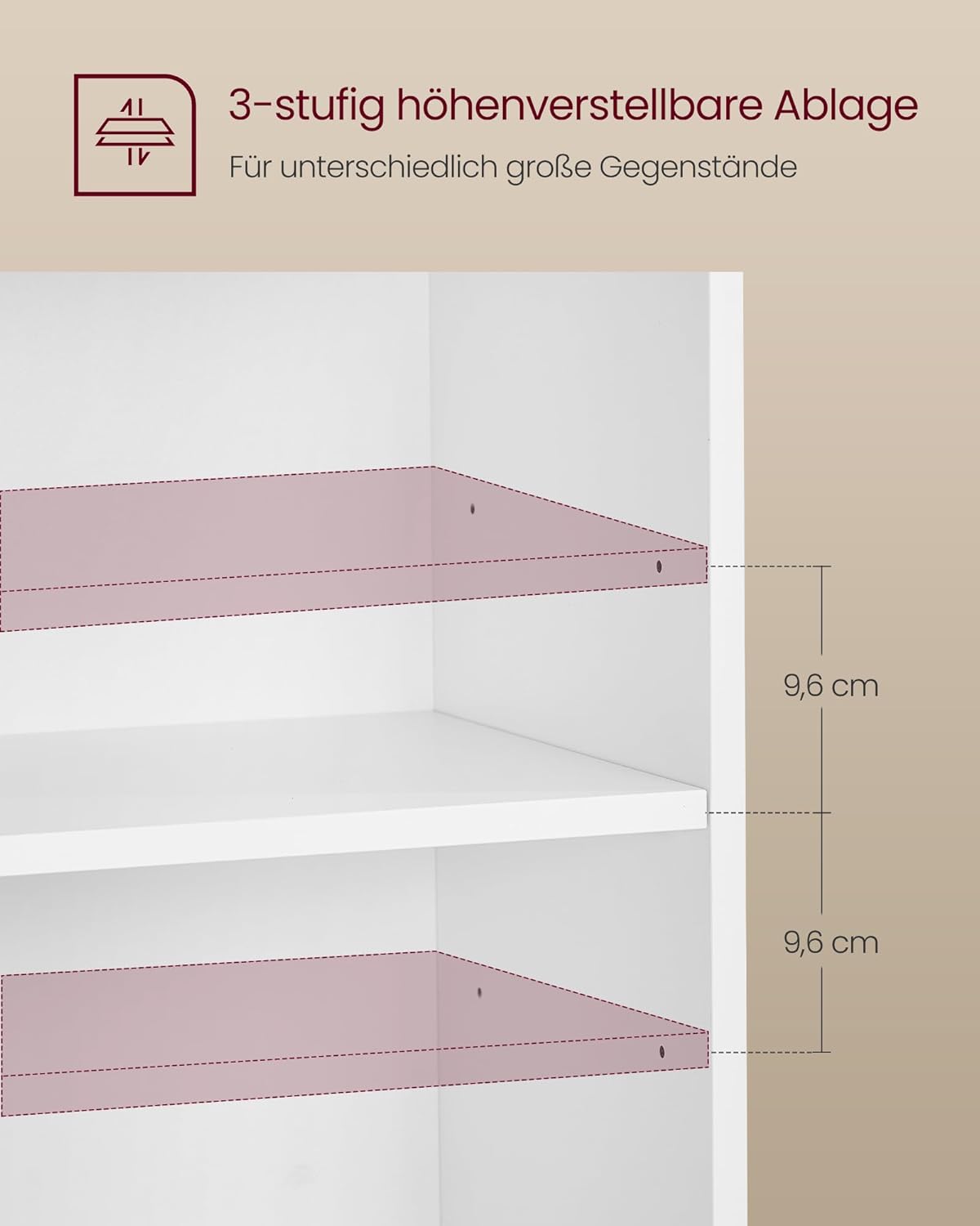Nachttisch mit offenem Regal Beistelltisch Wolkenweiß von Songmics