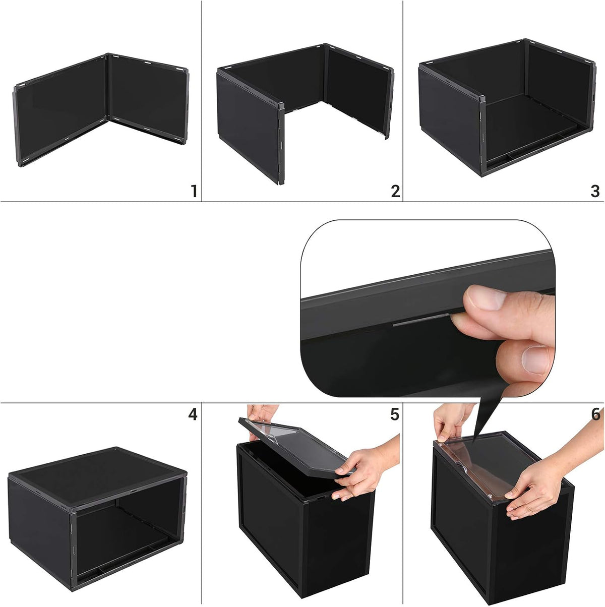 Schuhboxen 6er Set Sneakerboxen 36x28x22 cm Schwarz von guteszeug.ch