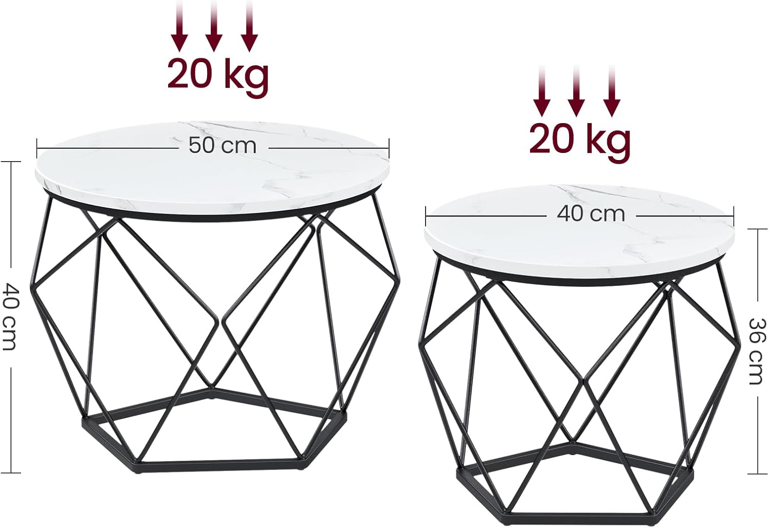 Couchtisch rund 2er Set abnehmbar Marmor Wohnzimmer von guteszeug.ch