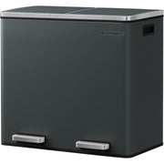 Abfalleimer 2 Fächer 48 l Edelstahl Silber 58,5x32x54,5 von Songmics