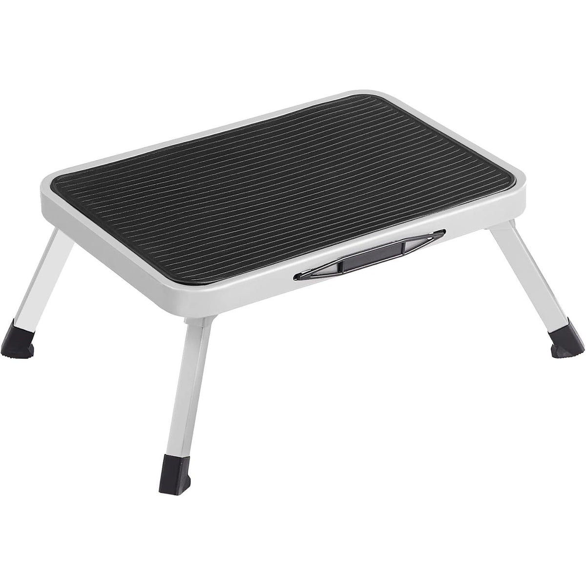 Trittleiter 1 Stufe Klappbar Stahl 150 kg Schwarz von Songmics