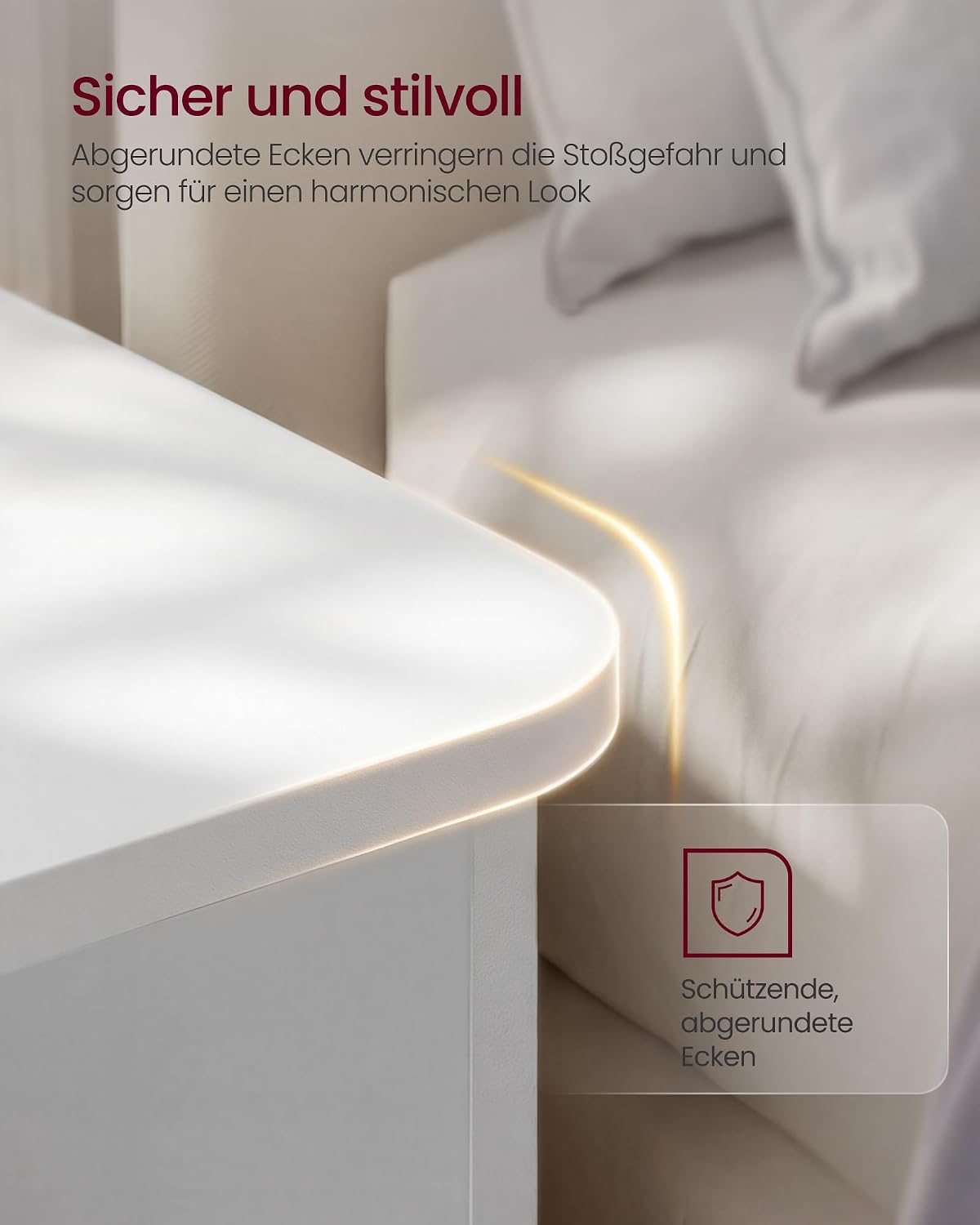 Nachttisch 3 Ebenen Beistelltisch 30x35x45 cm Weiss von Songmics