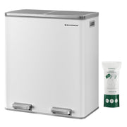Doppel-Abfalleimer 2x30 Liter Soft-Close Wolkenweiss von Songmics