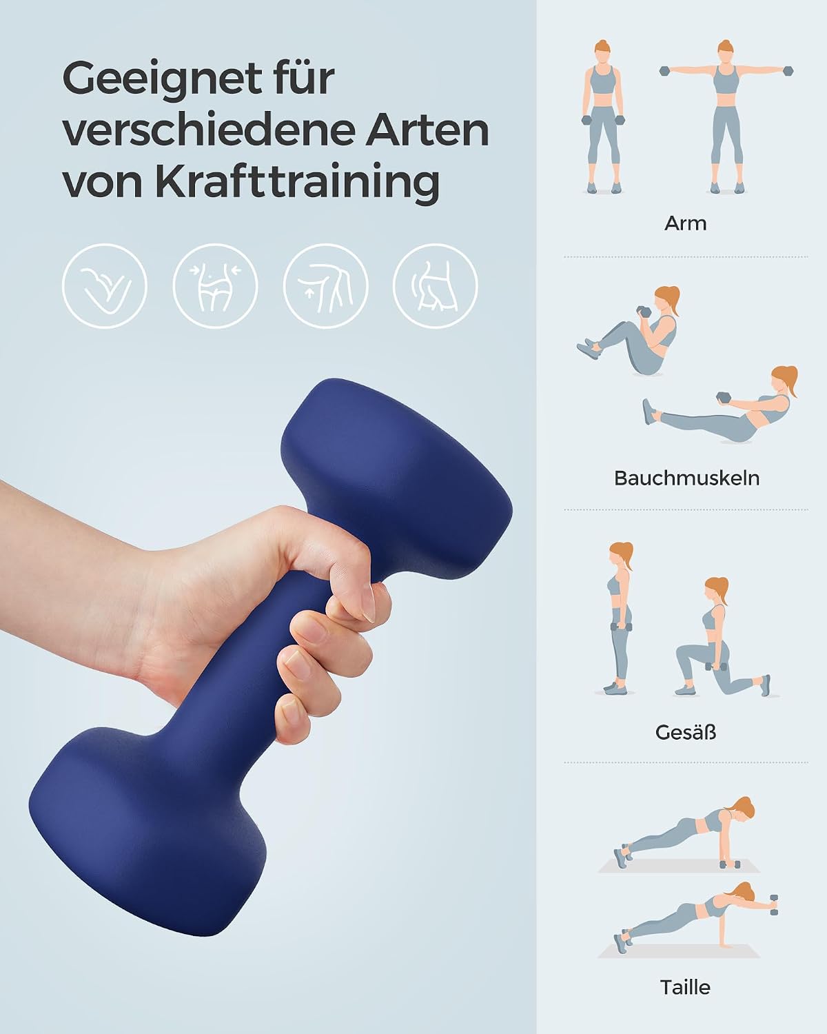Kurzhantel-Set 2 x 2,5 kg Gusseisen Neopren Quarzblau von Songmics