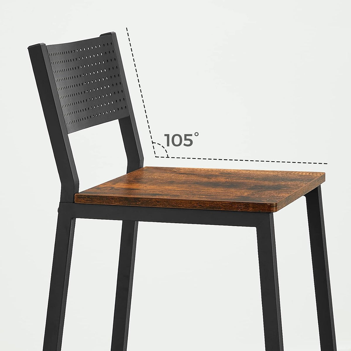 Barhocker 97 cm mit Rückenlehne Industrial Braun Schwarz von Songmics