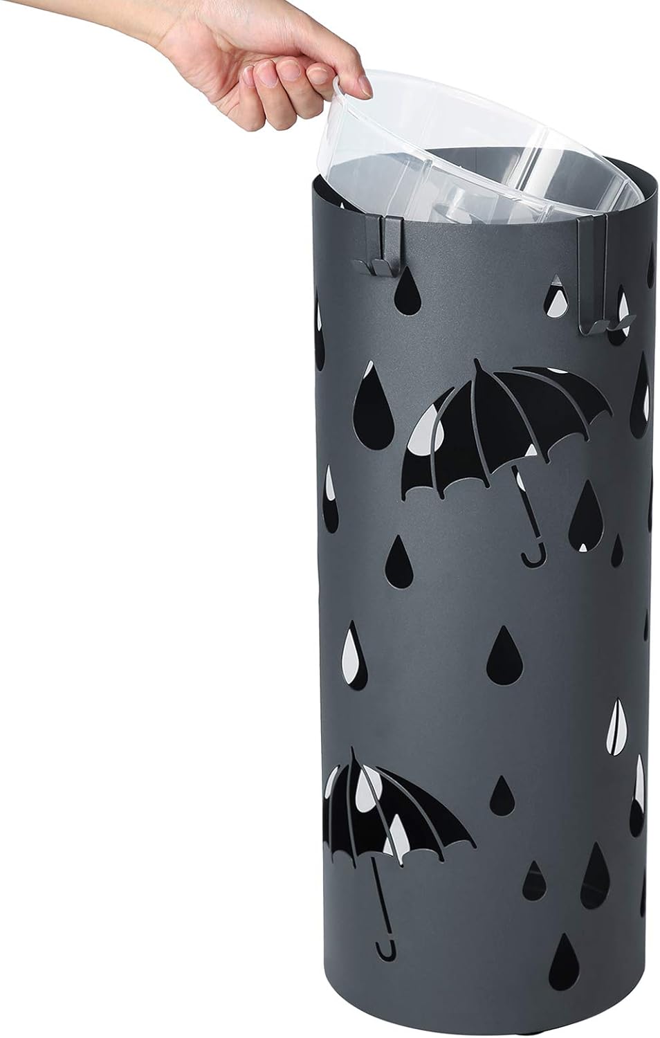 Regenschirmständer 50 cm Anthrazit mit Auffangschale von Songmics