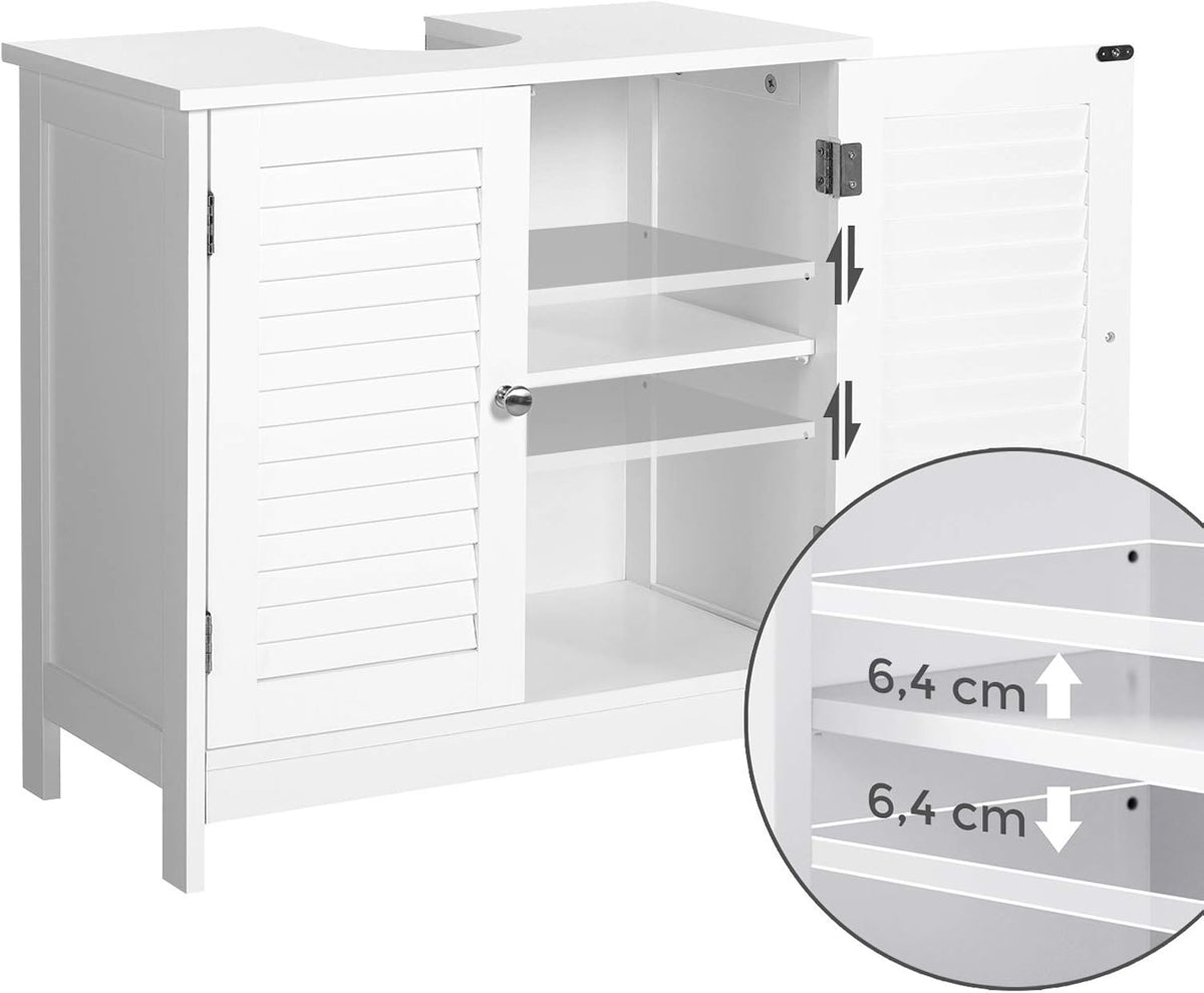 Waschbeckenunterschrank 60x30x60 cm Weiss 2 Türen von Songmics