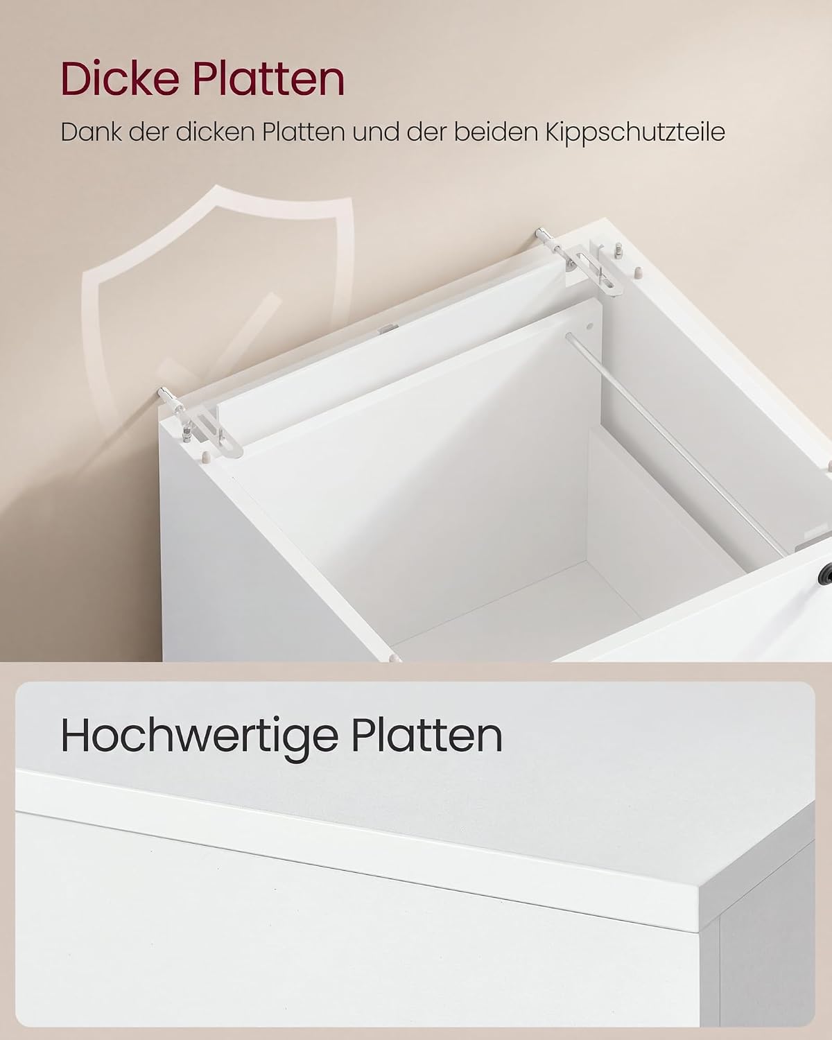 Aktenschrank 3 Schubladen A4 abschliessbar Wolkenweiss von Songmics