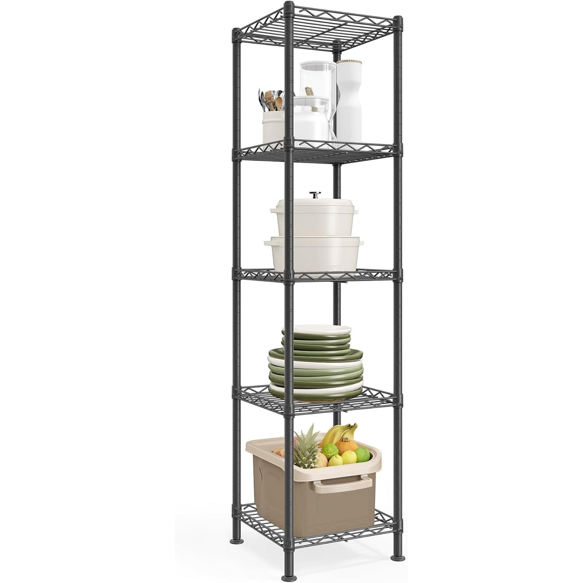 Standregal 5 Ebenen 30x30x121 cm Tintenschwarz von Songmics