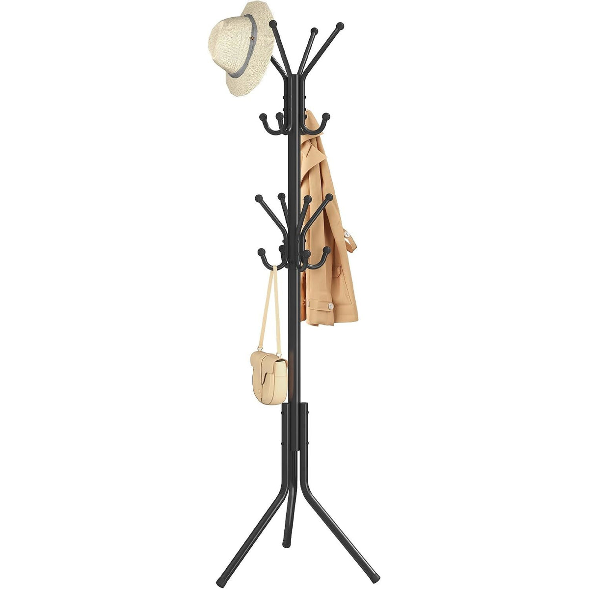 Kleiderständer 16 Haken 48x43x175 cm Tintenschwarz von Songmics