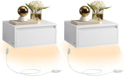 Nachttische 2er Set schwebend 40x35x19 cm Weiss LED von Songmics