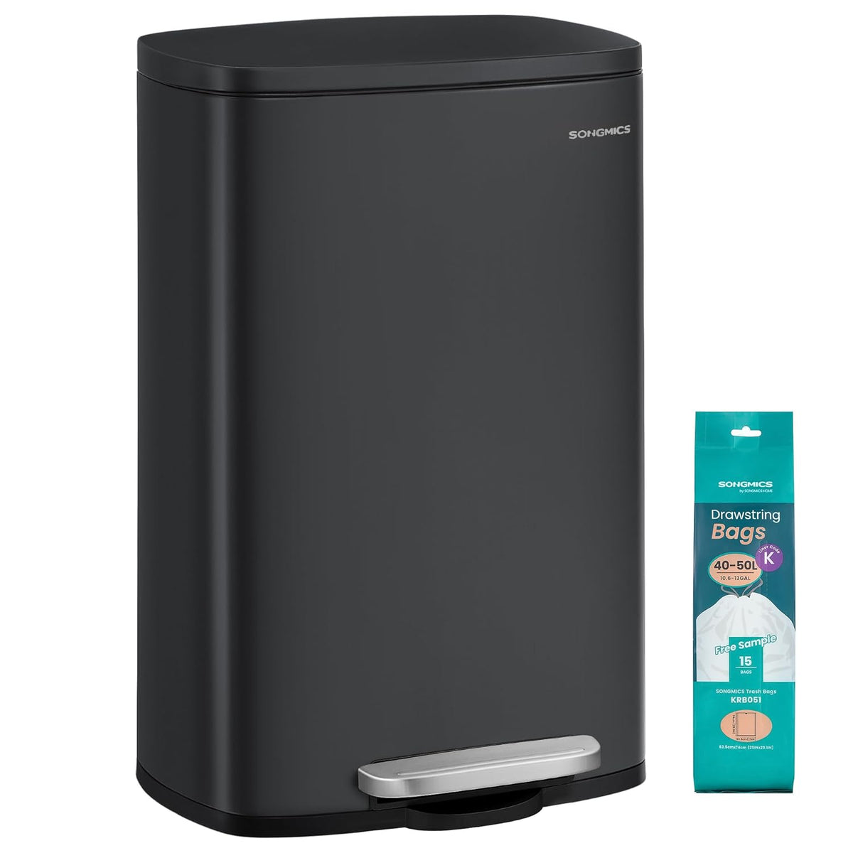 Mülleimer 50 L mit Deckel Softclose Treteimer Schwarz von guteszeug.ch