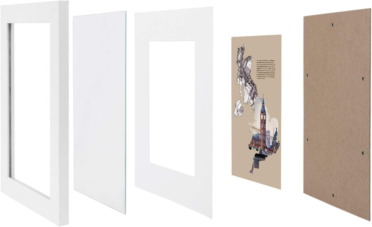 Bilderrahmen 3er-Set A3 Weiss Glas mit Passepartout von Songmics