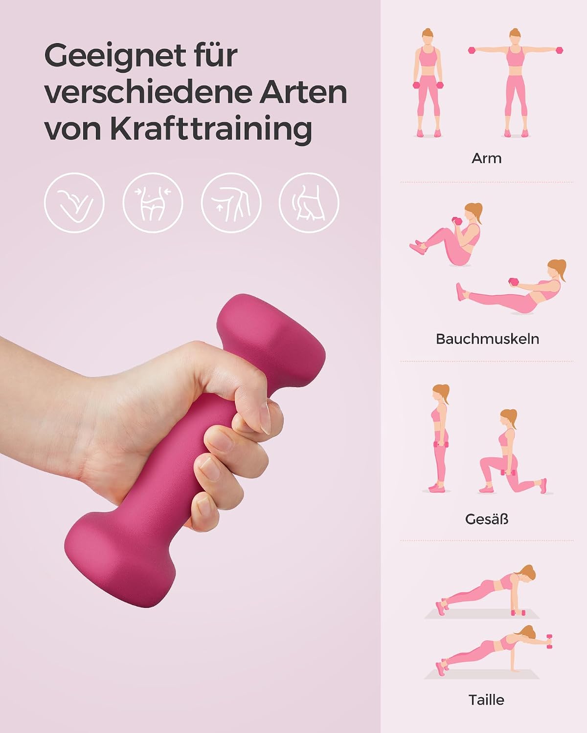 Kurzhantelset 2 x 0,5 kg Neopren Hanteln Pink Violett von Songmics