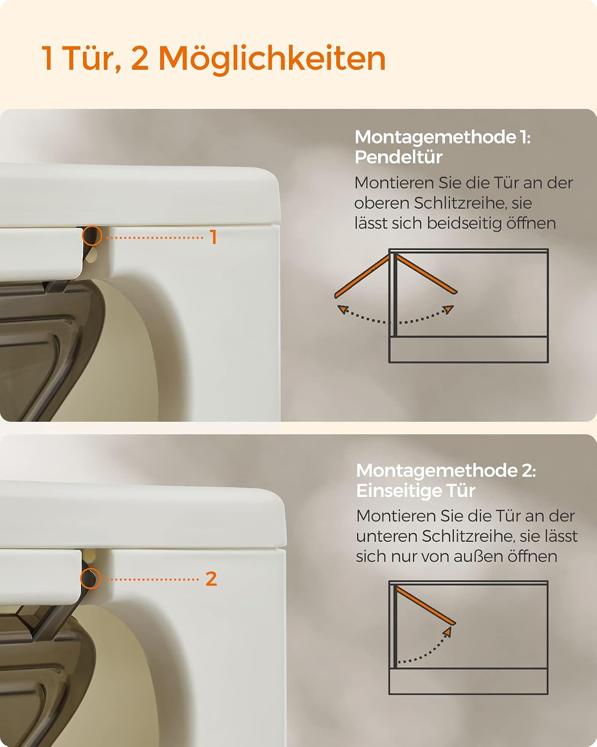 Katzentoilette mit Deckel Schaufel Bürste bis 15 kg beige von Songmics