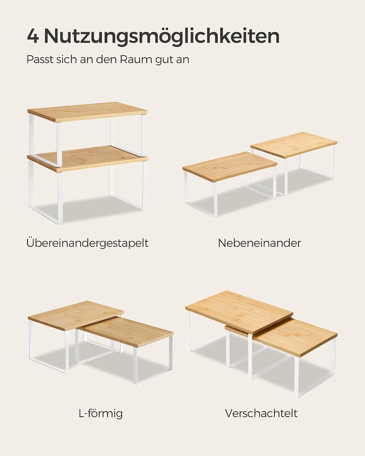 Gewürzregal 4er Set stapelbar erweiterbar Küchenregal von Songmics