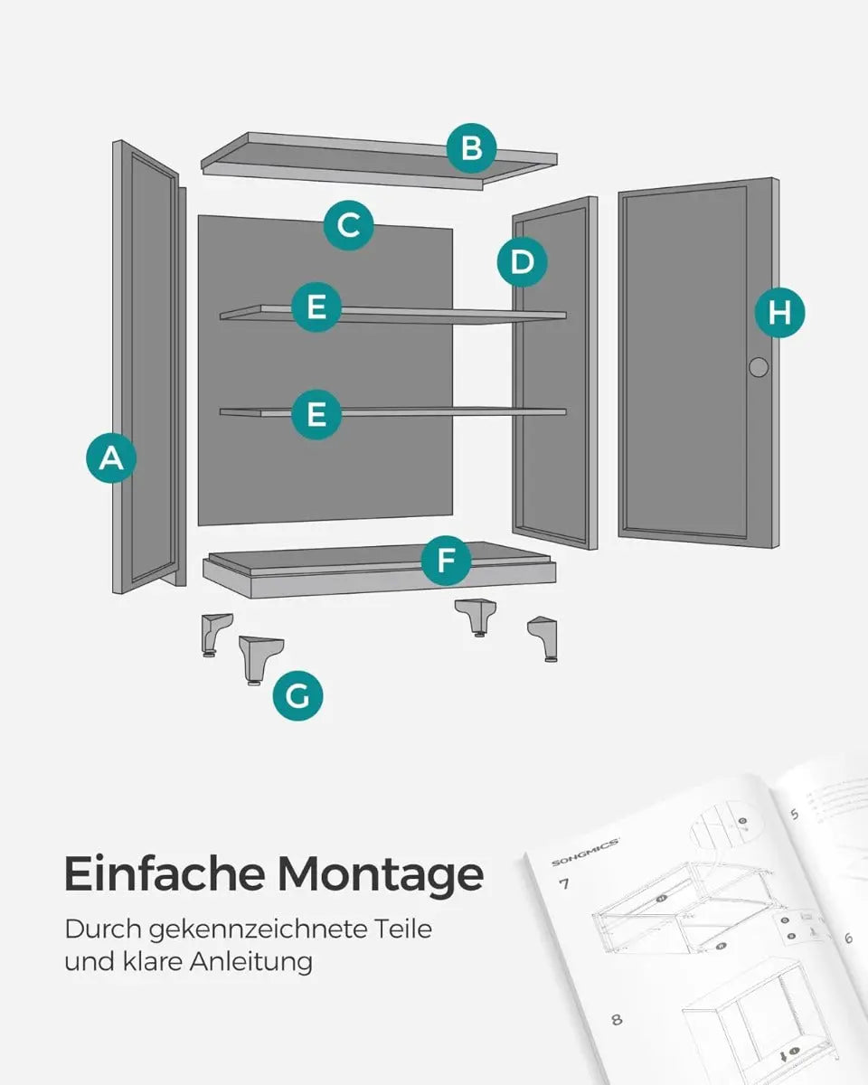 Aktenschrank abschliessbar Stahl Aufbewahrung mattgrau von Songmics
