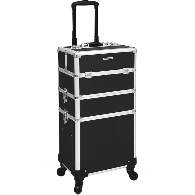 Beauty-Trolley Kosmetikkoffer 3 Ebenen 4 Rollen Schwarz von Songmics