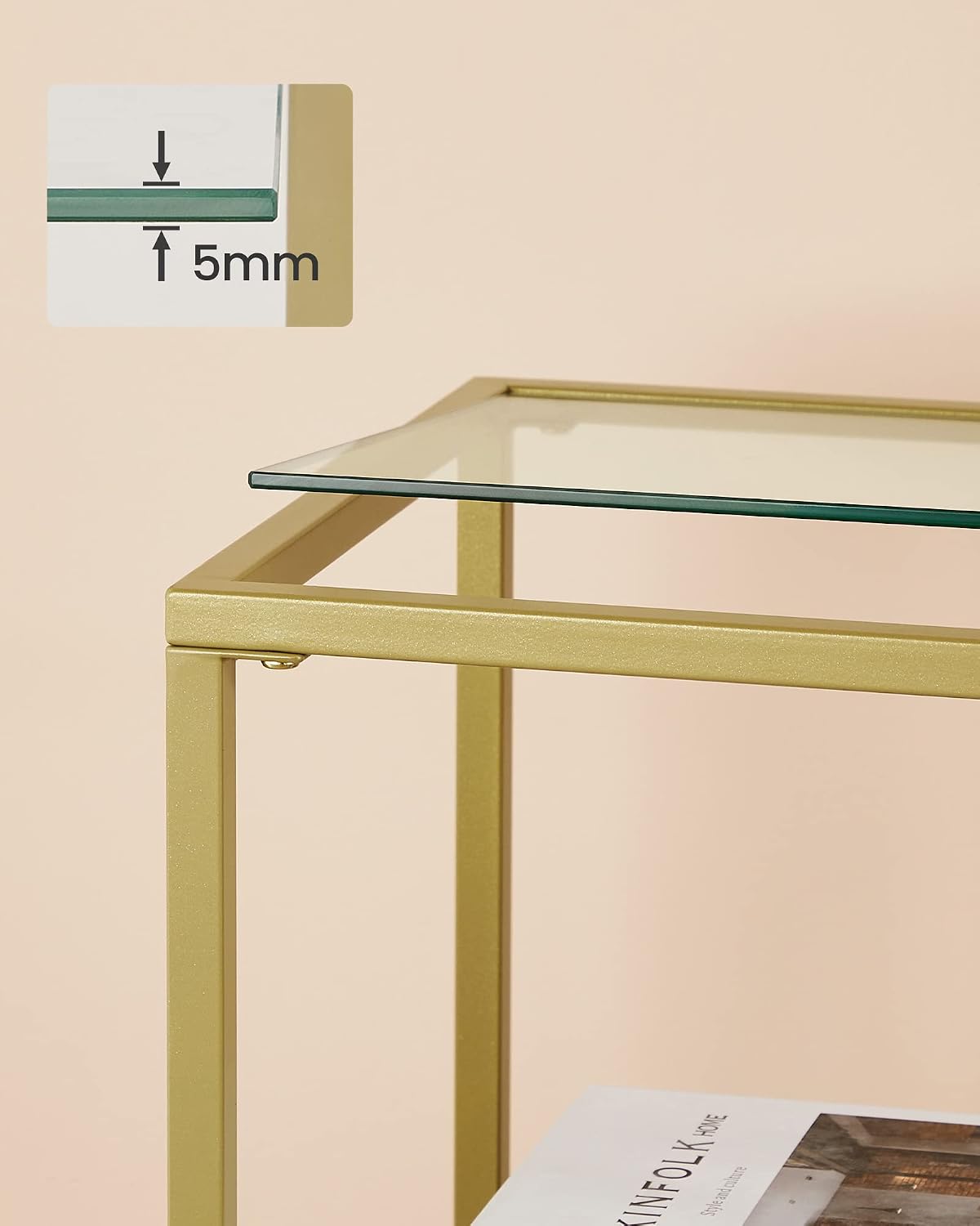 Konsolentisch 100x35x80 cm Hartglas Gold Stahl von Songmics