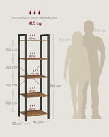 Regal mit 5 Ebenen vintagebraun, 30x40x153 cm von guteszeug.ch