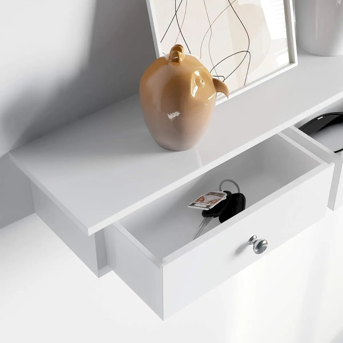 Wandregal mit Schubladen modern platzsparend weiss von Songmics
