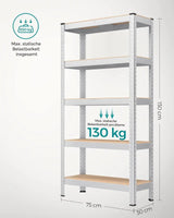 Schwerlastregal mit Stahlgestell, bis 650 kg, silbern von Songmics