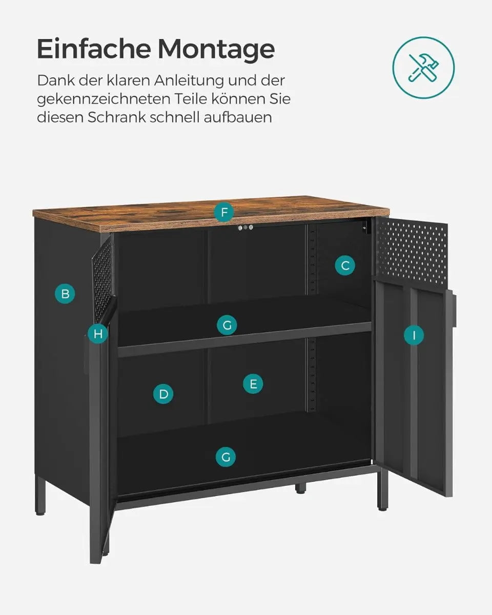 Aufbewahrungsschrank Metallschrank Doppeltür Verstellbar Vintagebraun von Songmics