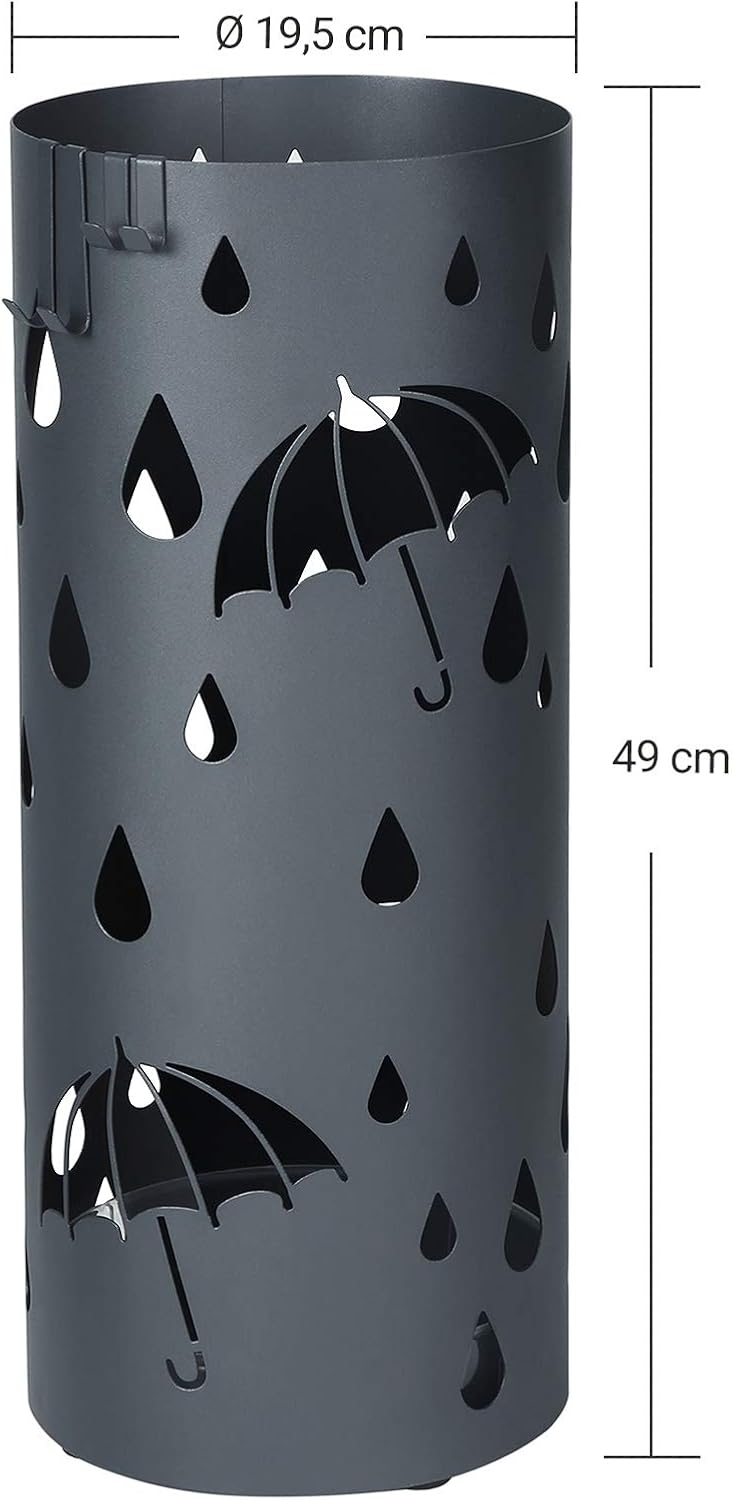 Regenschirmständer 50 cm Anthrazit mit Auffangschale von Songmics