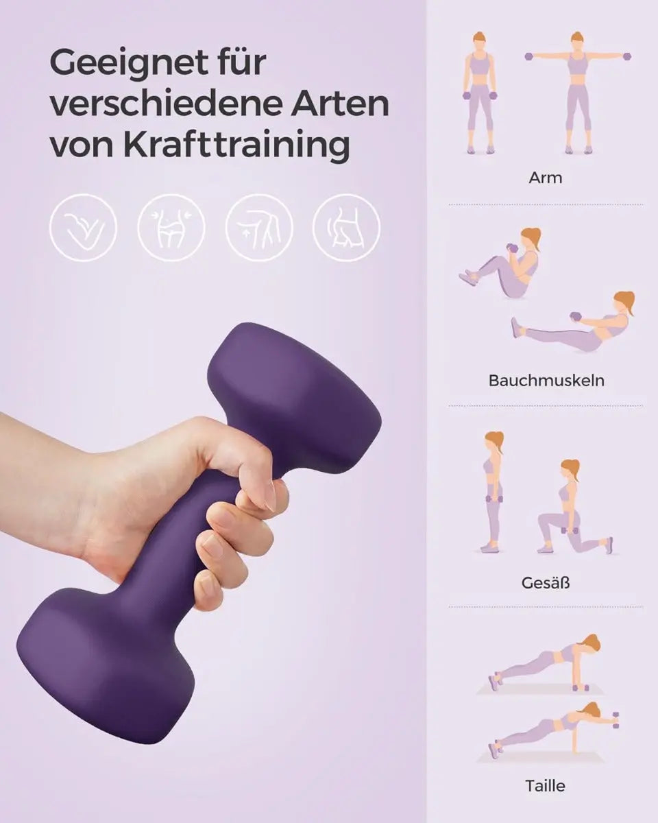 Hanteln 2x2kg Violett Gusseisen von guteszeug.ch
