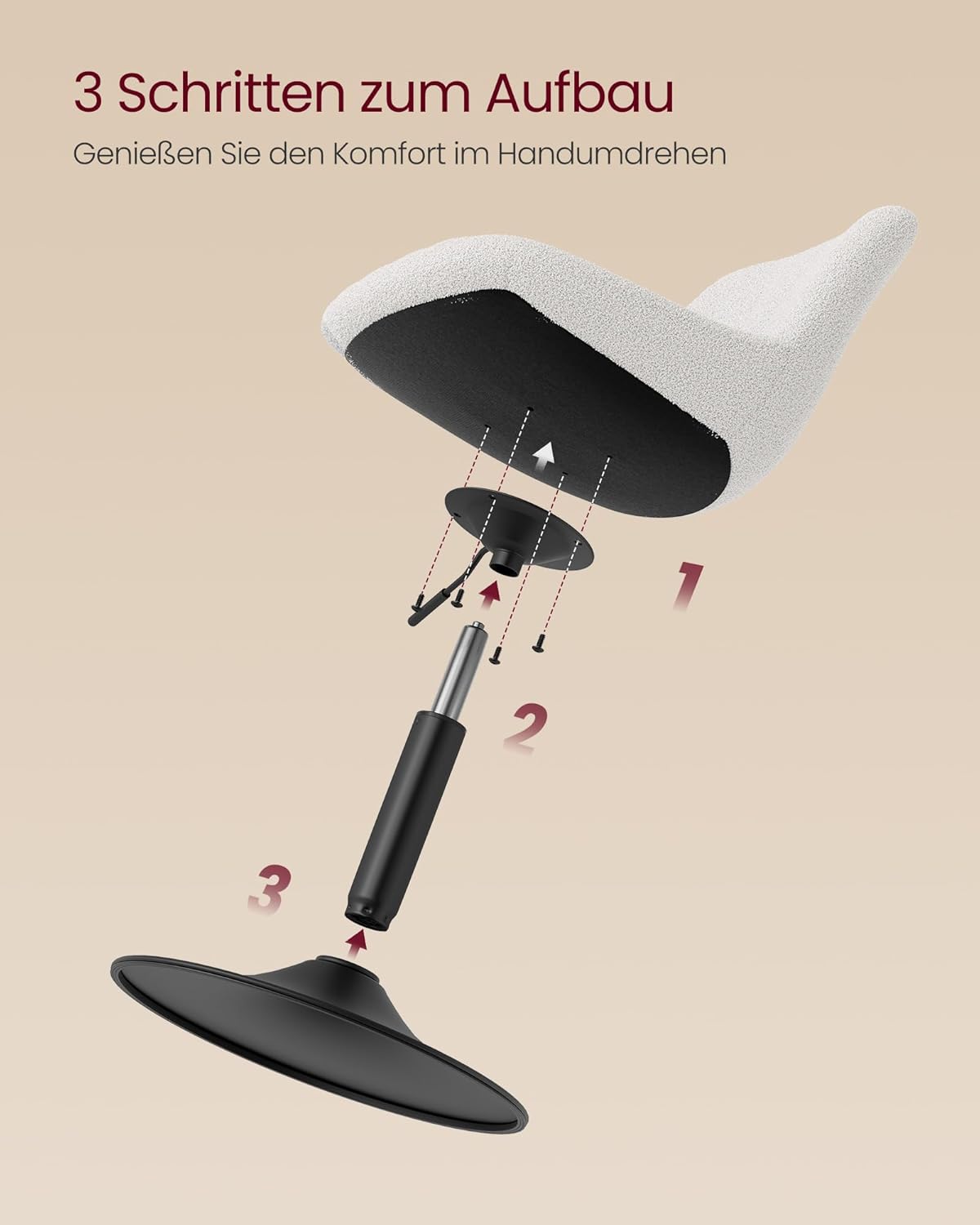 Schminkhocker Barhocker drehbar Cremeweiss 65,5-77,5 cm von Songmics